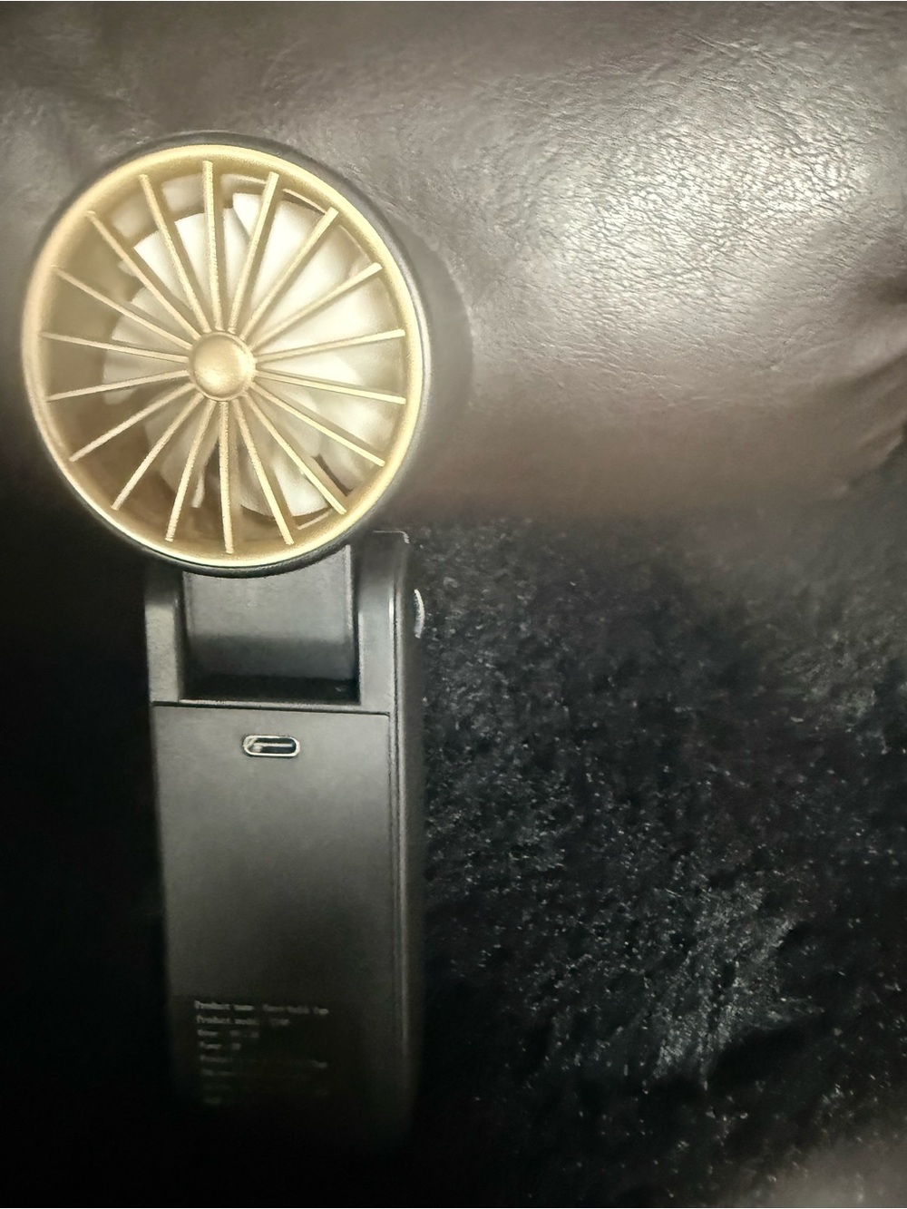 Portable Gold & Black USB Rechargeable Handheld Fan